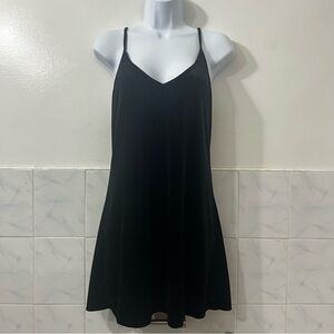 Brandy Melville Black Velvet Mini Slip Dress XS Fairy Grunge Whimsigoth Witchy